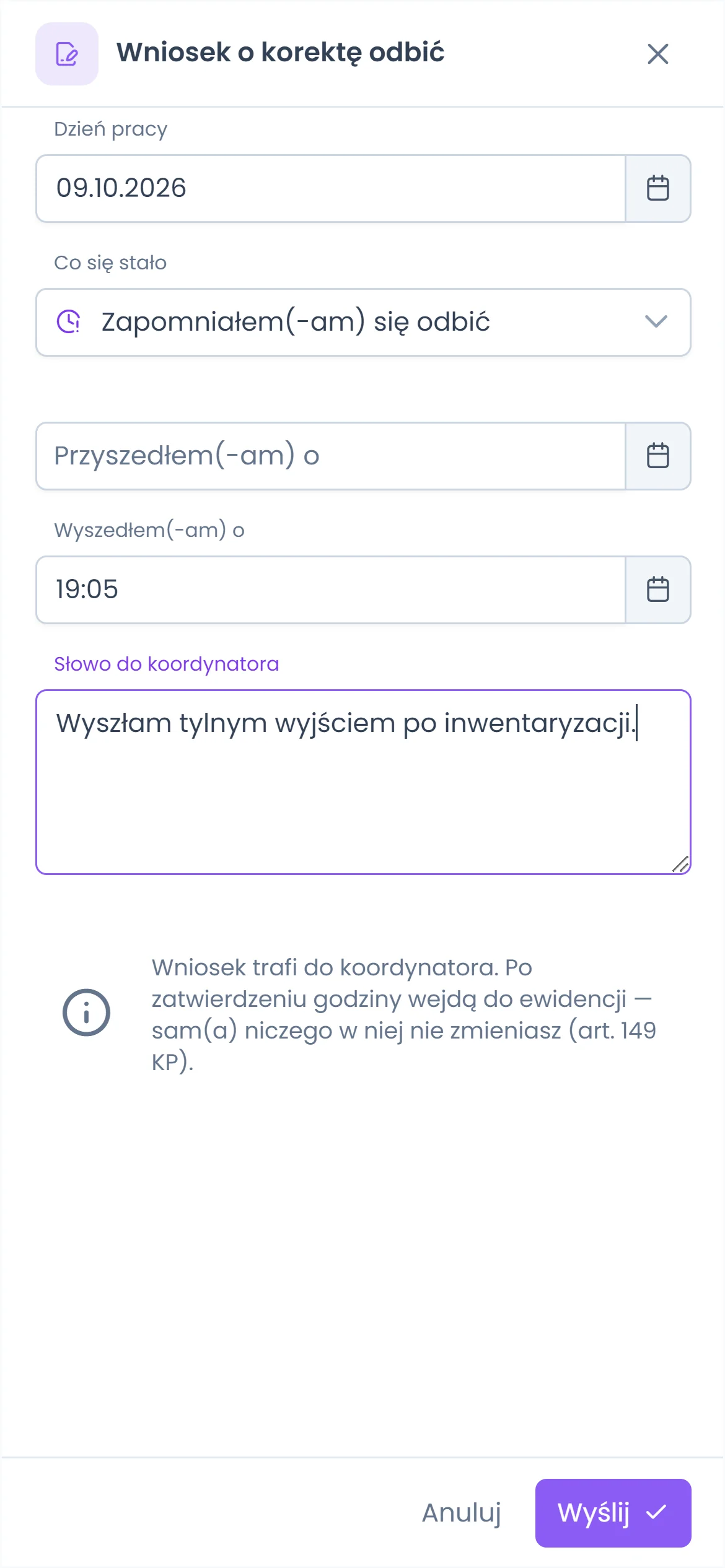 Wniosek o korektę odbicia w telefonie